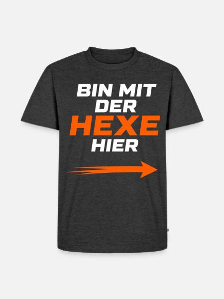 Bin mit der Hexe hier - Männer Premium Bio T-Shirt - Anthrazit meliert