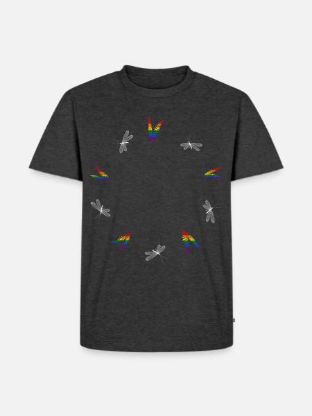 Farn & Libelle - Dark Botanical LGBTQ - Männer Premium Bio T-Shirt - Anthrazit meliert