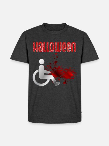 Halloween Blut Rollstuhl - Männer Premium Bio T-Shirt - Anthrazit meliert