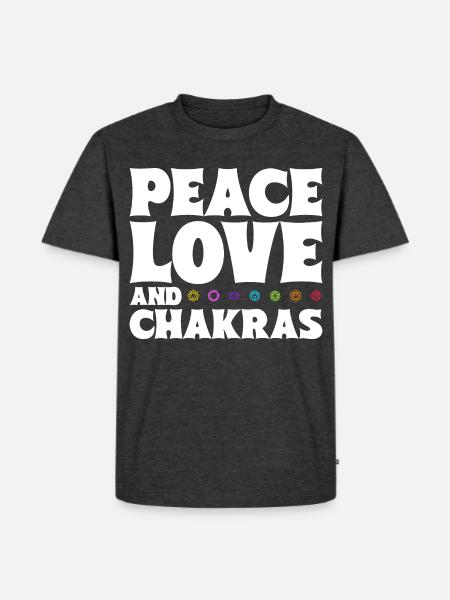 Frieden, Liebe und Chakras - Männer Premium Bio T-Shirt - Anthrazit meliert