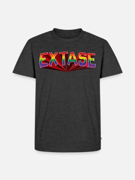 Ekstase Regenbogen Schrift - Männer Premium Bio T-Shirt - Anthrazit meliert