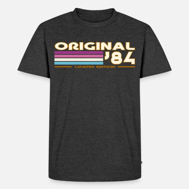 Originale 84 Pastellstreifen - Männer Premium Bio T-Shirt - Anthrazit meliert