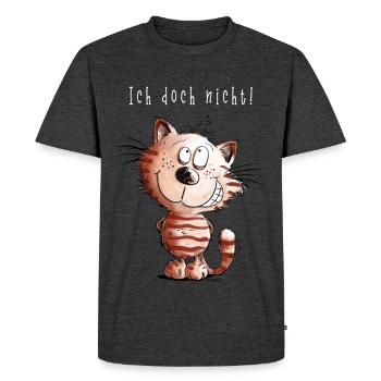 Je ne chat pas je chat motif BD cadeau - T-shirt Premium bio Homme - anthracite chiné - Devant - Nico (187cm)