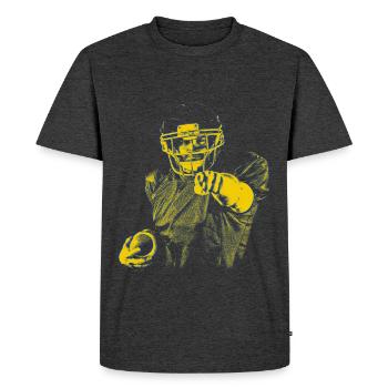 Yellow Blue Football Star Index Finger - Men's Premium Organic T-Shirt - heather anthracite - Front - Nico (187cm)