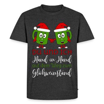 Glühwein - Du und Ich Hand in Hand Glühweinstand - Männer Premium Bio T-Shirt - Anthrazit meliert - Vorne - Nico (187cm)