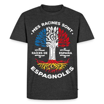 My roots are Spanish Tree France Spain - Men's Premium Organic T-Shirt - heather anthracite - Front - Nico (187cm)