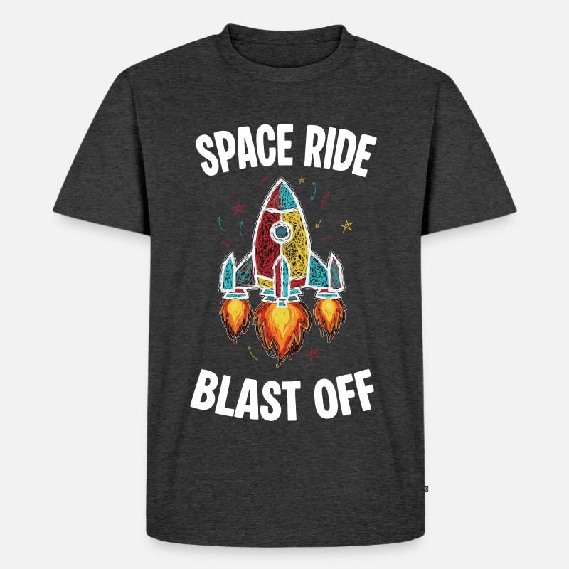 Space Rocket Retro Kritzelei-Explosion - Männer Premium Bio T-Shirt - Anthrazit meliert