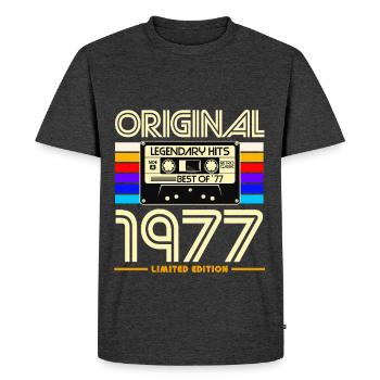 Original 1977 Retro Cassette - T-shirt Premium bio Homme - anthracite chiné - Devant - Nico (187cm)