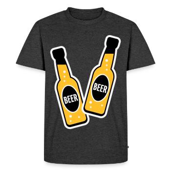 2 Toasting Beer Bottles (Beery / NEG / 2C) - Men's Premium Organic T-Shirt - heather anthracite - Front - Nico (187cm)