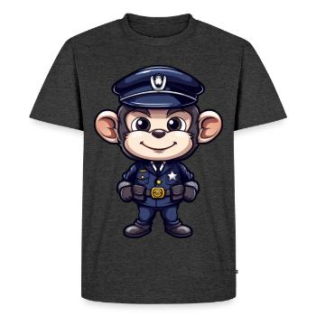Singe policier - T-shirt Premium bio Homme - anthracite chiné - Devant - Nico (187cm)