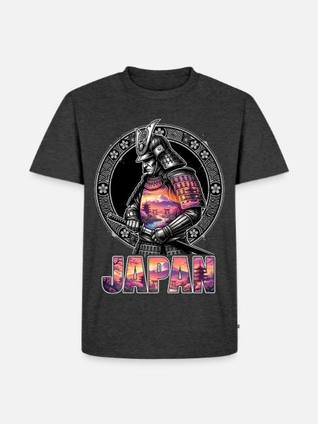 Japan Samurai Shogun Fuji - Männer Premium Bio T-Shirt - Anthrazit meliert