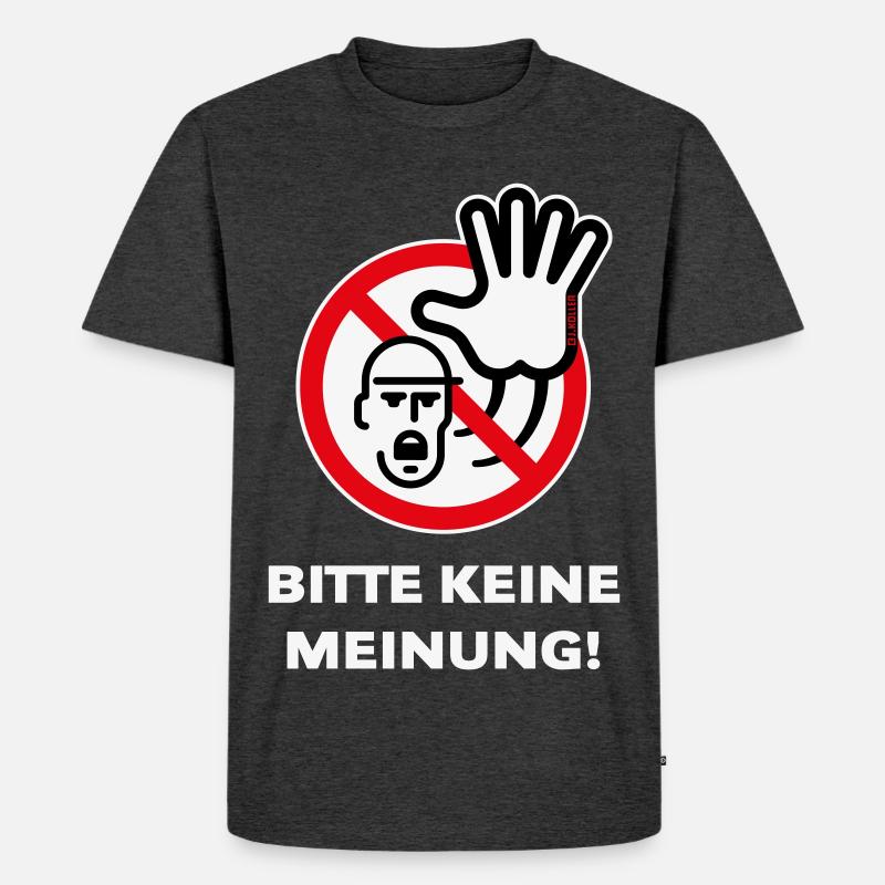 Bitte Keine Meinung! (Warnzeichen Warnschild / 3C) - Männer Premium Bio T-Shirt - Anthrazit meliert