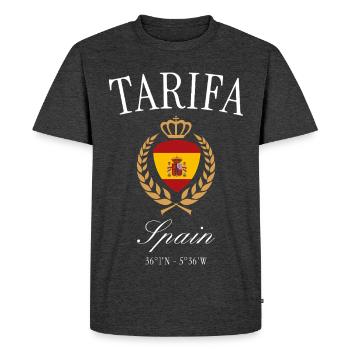 Couronne d’armoiries de Tarifa Espagne – Souvenir de voyage - T-shirt Premium bio Homme - anthracite chiné - Devant - Nico (187cm)
