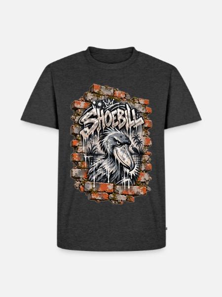 Shoebill – Graffiti-Wand - Männer Premium Bio T-Shirt - Anthrazit meliert