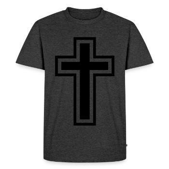 Cross - Men's Premium Organic T-Shirt - heather anthracite - Front - Nico (187cm)