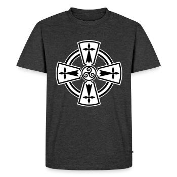Breizh Celtic cross - T-shirt Premium bio Homme - anthracite chiné - Devant - Nico (187cm)