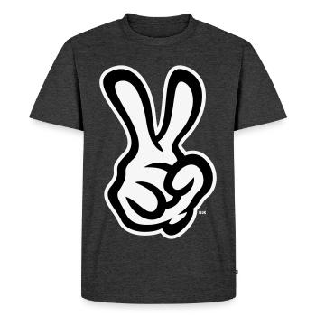 Signaux de la main de victoire (Main droite / NEG / 2C) - T-shirt Premium bio Homme - anthracite chiné - Devant - Nico (187cm)