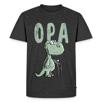 Opa Dinosaurier - Großvater - Geschenk - Männer Premium Bio T-Shirt - Anthrazit meliert - Vorne - Nico (187cm)