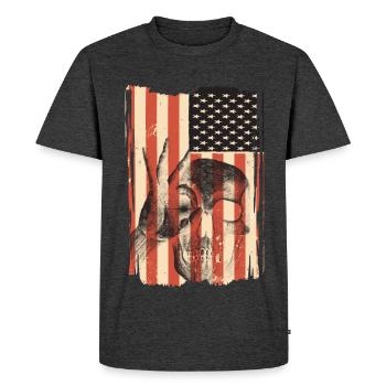Drapeau des États-Unis avec crâne - T-shirt Premium bio Homme - anthracite chiné - Devant - Nico (187cm)
