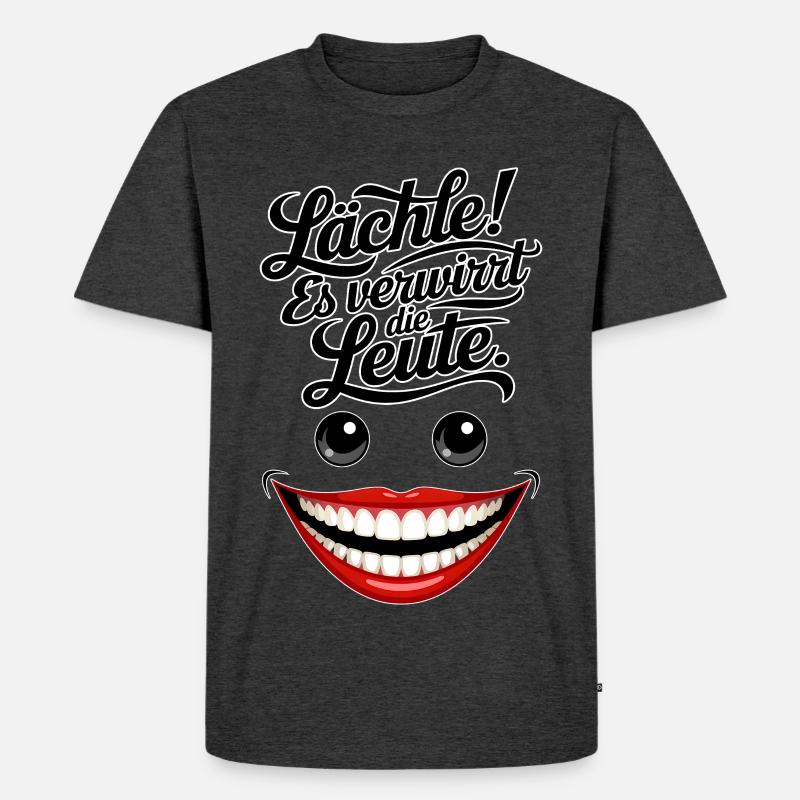 Immer lächeln - Männer Premium Bio T-Shirt - Anthrazit meliert