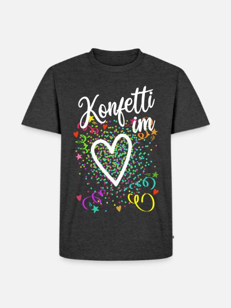 Konfetti im Herzen - Karneval im Blut - Männer Premium Bio T-Shirt - Anthrazit meliert