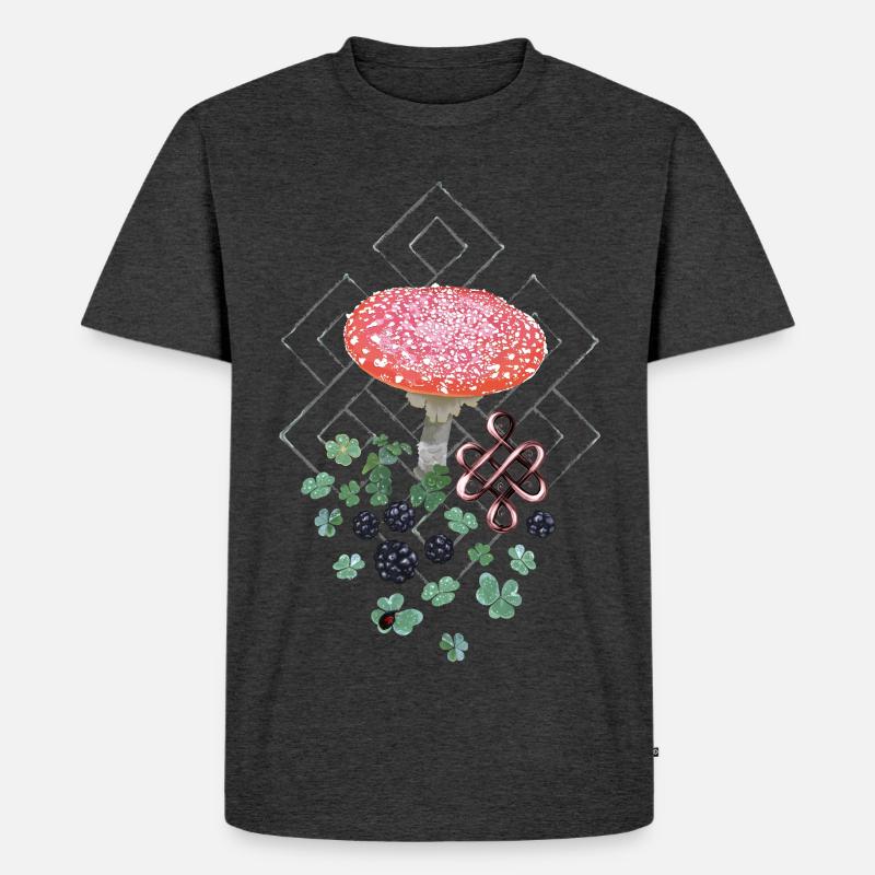 Lucky Toadstool Clover - Men's Premium Organic T-Shirt - heather anthracite