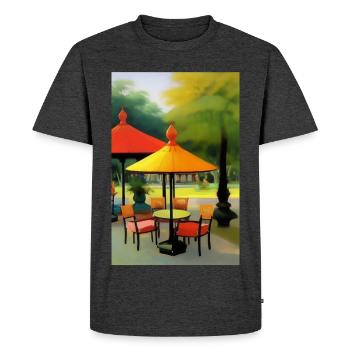 Outdoor Asian Cafe - Men's Premium Organic T-Shirt - heather anthracite - Front - Nico (187cm)