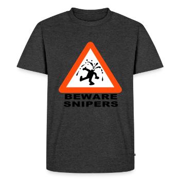 Méfiez-vous Snipers - T-shirt Premium bio Homme - anthracite chiné - Devant - Nico (187cm)