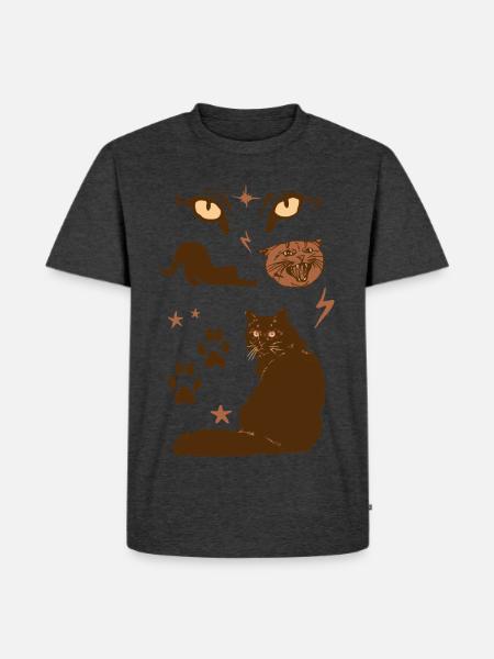 BRUNE KATZEN - Männer Premium Bio T-Shirt - Anthrazit meliert