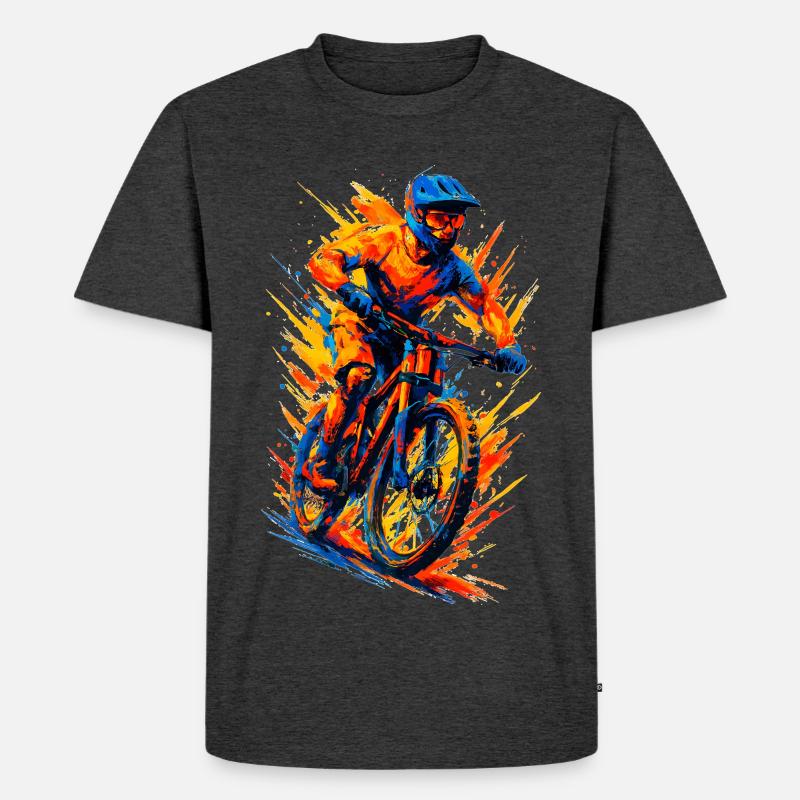 Mountainbiking Mountainbiker MTB cool Geschenk - Männer Premium Bio T-Shirt - Anthrazit meliert