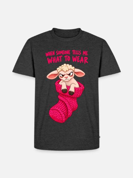 Angry Sheep – Girl Mood - Männer Premium Bio T-Shirt - Anthrazit meliert