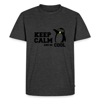 Penguin garder son calme - T-shirt Premium bio Homme - anthracite chiné - Devant - Nico (187cm)