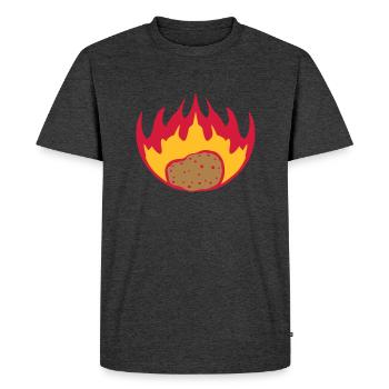 brûlant des flammes de pomme de terre feu fuite de nourriture chaude - T-shirt Premium bio Homme - anthracite chiné - Devant - Nico (187cm)