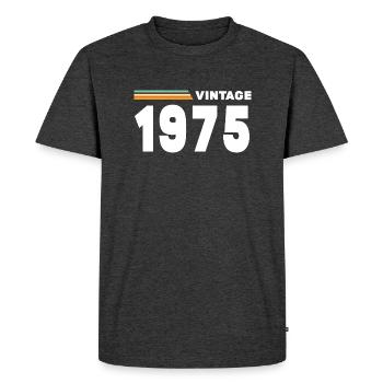 Årgang 1975 - Herre Premium økologisk T-shirt - antracit meleret - Foran - Nico (187cm)