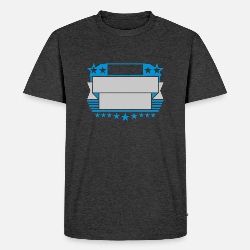 Text einfügen Rahmen Schild - Männer Premium Bio T-Shirt - Anthrazit meliert