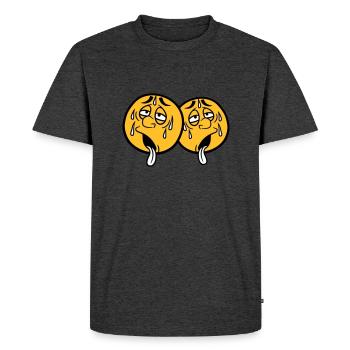 2 amis équipe couple visage dessin animé cercle de dessin animé ru - T-shirt Premium bio Homme - anthracite chiné - Devant - Nico (187cm)