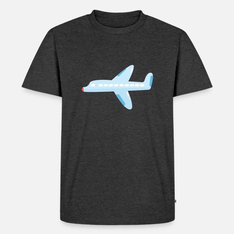 Flugzeug - Männer Premium Bio T-Shirt - Anthrazit meliert