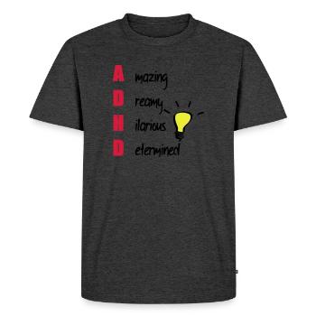 Don de soutien TDAH / TDAH - T-shirt Premium bio Homme - anthracite chiné - Devant - Nico (187cm)