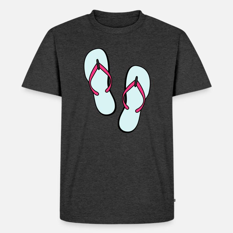 flip flops sommer beach strand party - Männer Premium Bio T-Shirt - Anthrazit meliert