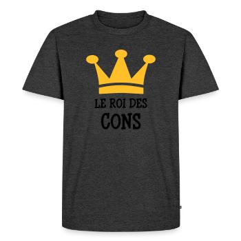 Le Roi des Cons - T-shirt Premium bio Homme - anthracite chiné - Devant - Nico (187cm)