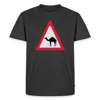 Caution Camel Traffic Sign - Men's Premium Organic T-Shirt - heather anthracite - Front - Nico (187cm)