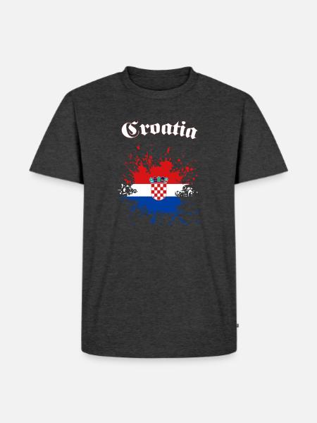 Kroatien Splatter Croatia - Männer Premium Bio T-Shirt - Anthrazit meliert