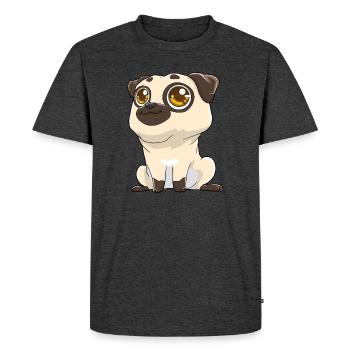 Cute pug with big eyes - Men's Premium Organic T-Shirt - heather anthracite - Front - Nico (187cm)