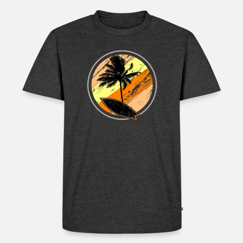 Beach Surf Sun - Männer Premium Bio T-Shirt - Anthrazit meliert