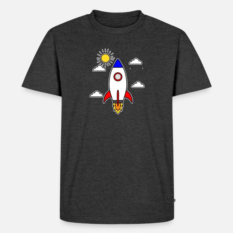 Schulstart Rakete Raumschiff Schulbeginn Schule - Männer Premium Bio T-Shirt - Anthrazit meliert