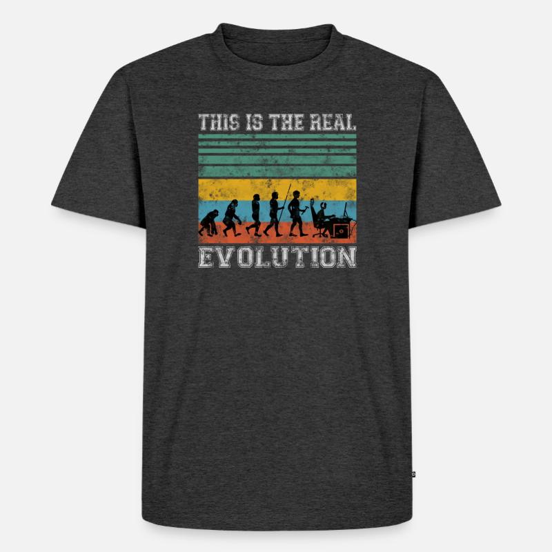 Zocker Gamer Evolution Shirt Geschenk - Männer Premium Bio T-Shirt - Anthrazit meliert