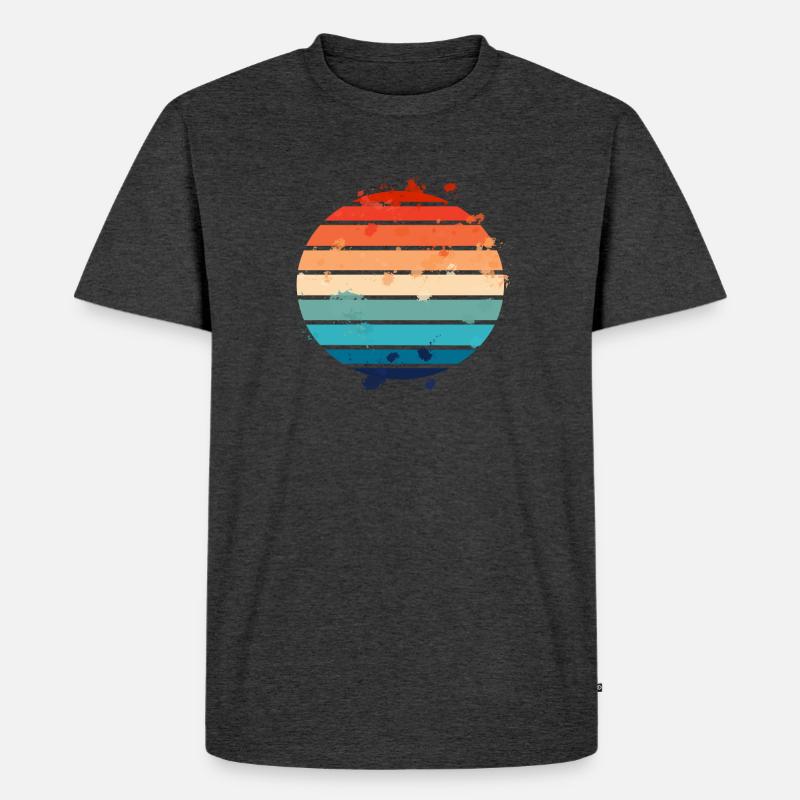 Splatter Retro Sunset - Männer Premium Bio T-Shirt - Anthrazit meliert
