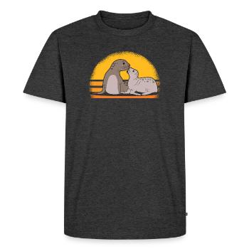 Sceau avec bébé mignon phoques cadeau - T-shirt Premium bio Homme - anthracite chiné - Devant - Nico (187cm)