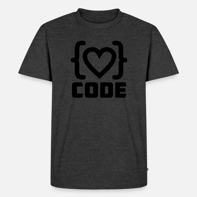 Herzprogrammierer Code Logo mit Text CODE - Männer Premium Bio T-Shirt - Anthrazit meliert