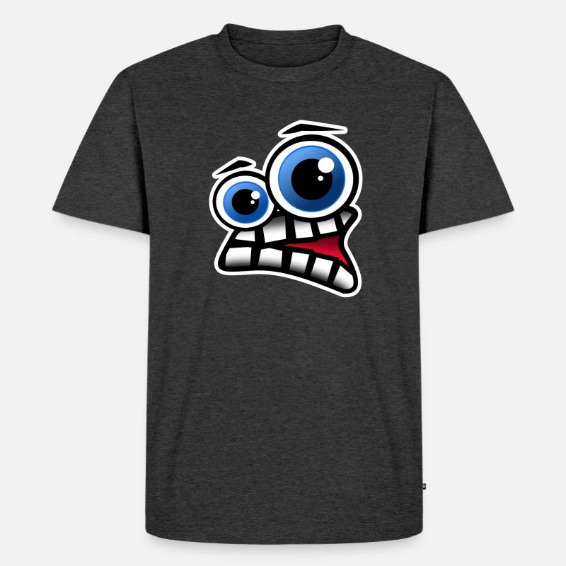 Gesicht Comic - Männer Premium Bio T-Shirt - Anthrazit meliert